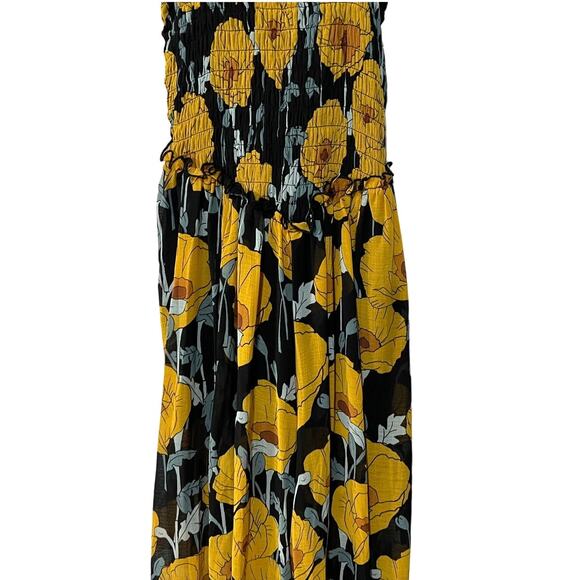 Free People Sophia Floral Print Jumpsuit Smocked Sleeveless Wide Leg Size XSmall - Picture 8 of 15